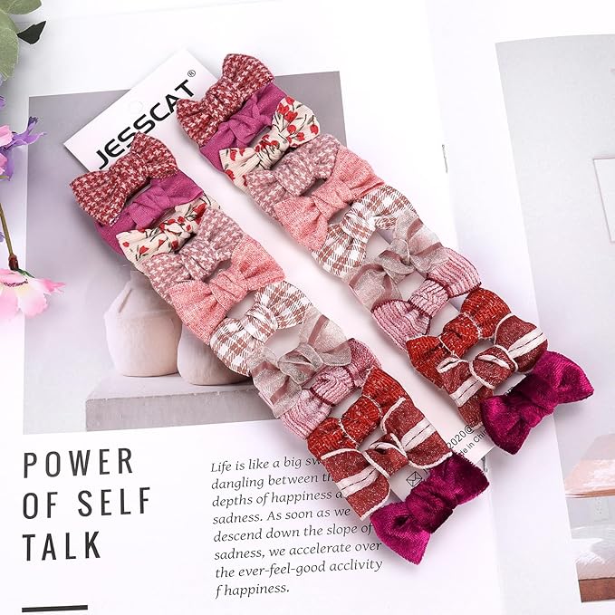 JESSCAT 22 Pcs Hair Clips for Girls with Bows Flower, Fully Lined Alligator Clips and Barrettes, Fabric Handmade Barrettes Hair Accessories for Girls Baby Infants Toddler Kids