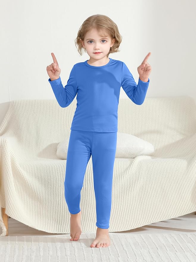 VZV 2T-6Y Toddler Thermal Set Thermal Underwear for Kids Fleece Lined Toddler Base Layer Long Johns for Kids Boys Girls