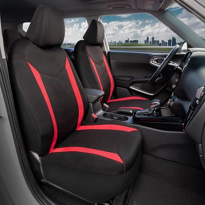 Motor Trend SpillGuard 2 Red Seat Covers for Cars & Seat Covers for Trucks - Neoprene Lining Waterproof Car Seat Covers Front Seats Only - SUV Seat Covers Protector - Forros para Asientos de Carro