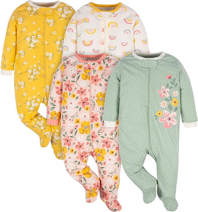 Gerber baby-girls 4 Pack Sleep 'N Play Footie