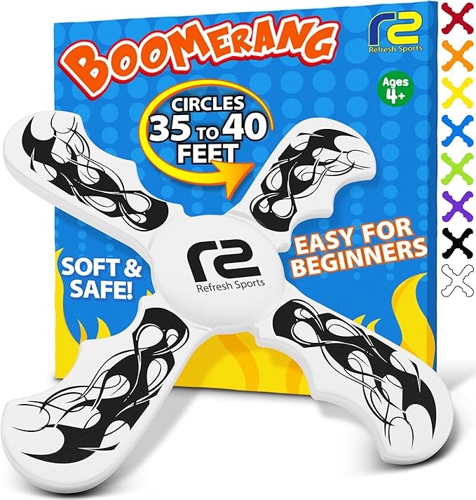Boomerang for Kids - It Really Does Fly Back - Fun & Easy to Use Toy Gifts for Boys & Girls - Soft Foam Design Allows for Safe Play & Great Beginner Toy Gift Idea Kids Boy Birthday Gift Ideas Stuffers