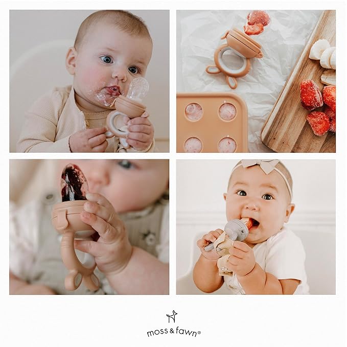 Moss and Fawn Forage Feeder - Soothing Silicone Frozen Breast Milk Popsicle & Baby Food Teething Toy, Pacifier, Fruit Feeder, & Teether - BPA, PVC & Phthalate-Free - Dew