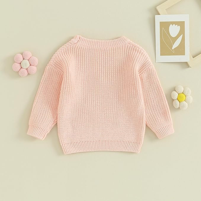 Mubineo Baby Girl Winter Clothes Cute Flower Sweater Crewneck Pullover Long Sleeve Knit Newborn Infant Sweaters