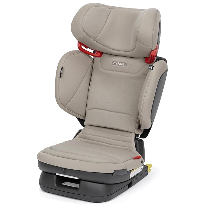 Peg Perego Viaggio Flex 120 Booster, 4D Total Adjust for Safety & Comfort, No Armrests, Compact Fold for Travel, 40-120 lbs, Made in Italy, Astral (Beige)
