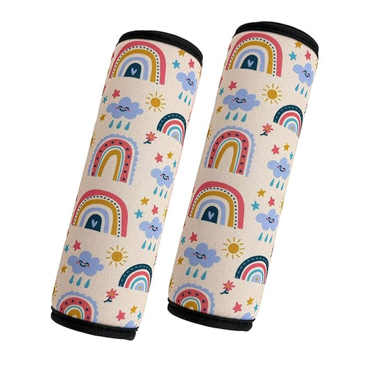 2 Pack VegaPunkLab Seat Straps Shoulder Pads for Kids - Seat Belt Cover Pad, Perfect for Car Booster Seats, Strollers, High Chair, Backpacks, and More, Rainbow
