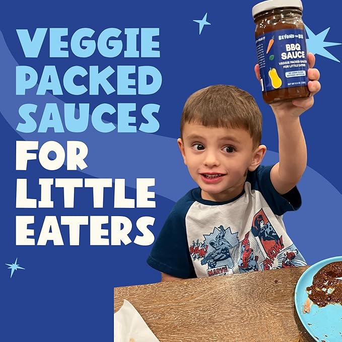Beyond the Bib All Natural Toddler Sauces for Picky Eaters - Hidden Vegetables, No Added Sugar, Quick & Healthy Mealtime Solution - For 24+ Months (Tomato, BBQ, Sweet Mustard)