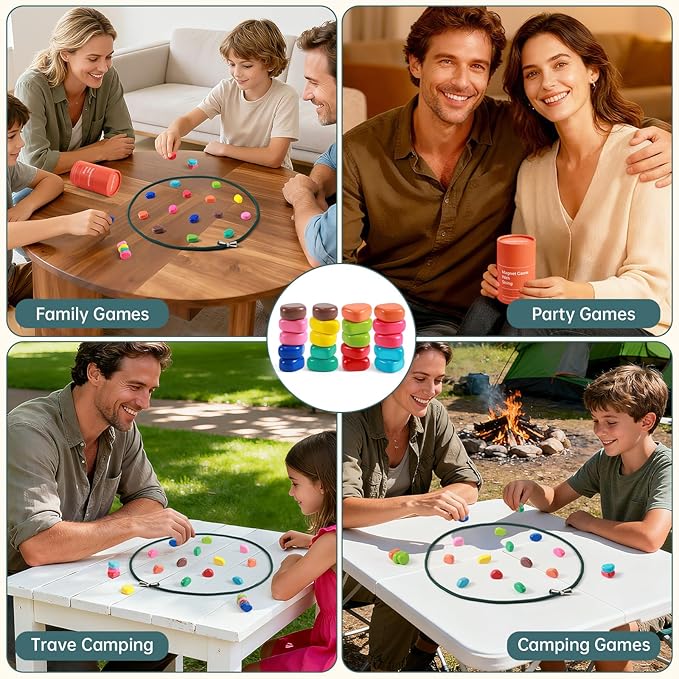 Magnet Game with String, 20 Colorful Magnet Stones for Family and Party, Magnetic Chess Game