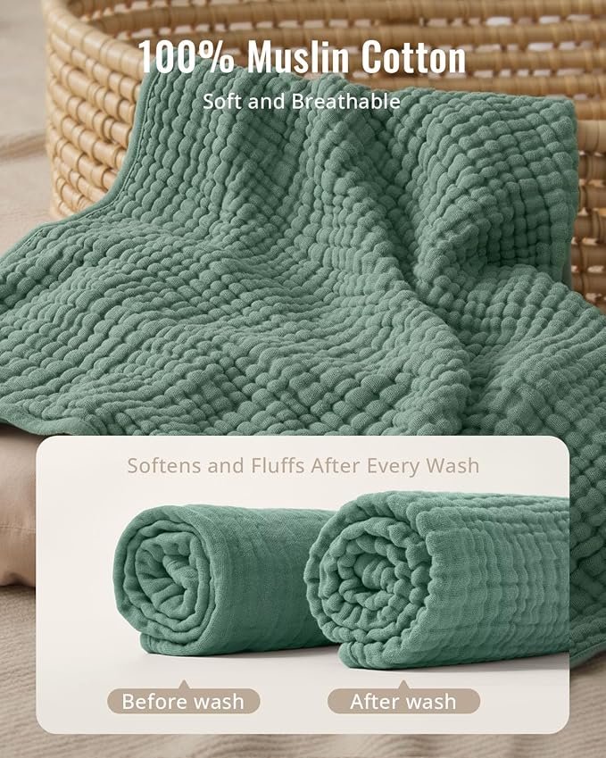 Blissful Diary Muslin Baby Hooded Towel 2 Pack, Soft & Absorbent Bath Towel for Infant, Toddler, Unisex, Baby Gift, Newborn Essentials, Bear & Giraffe
