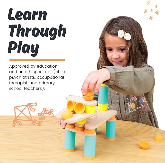 Stix 60pcs - Wooden Blocks for Kids Ages 2-12 Building Blocks for Toddlers Durable Stacking Blocks for Creativity Skill Building and Open-Ended Play