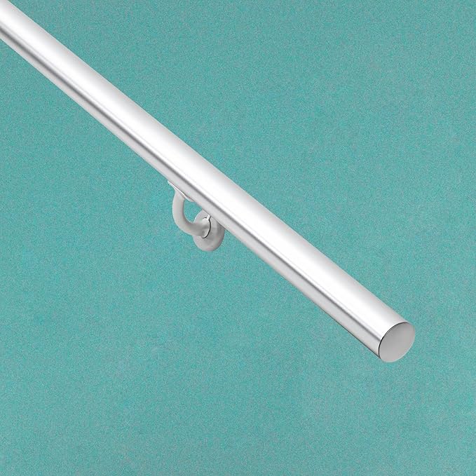 2FT Modern Aluminum Handrail Set, handrails for Indoor Stairs,Deck,Slope, Wall Mounted Staircase handrails, Zink Alloy Brackets Included,Rust Free. (Anodized Silver, 2 FT)