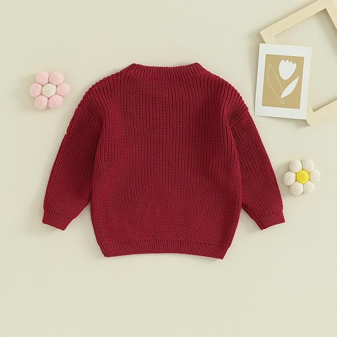 Mubineo Baby Girl Winter Clothes Cute Flower Sweater Crewneck Pullover Long Sleeve Knit Newborn Infant Sweaters