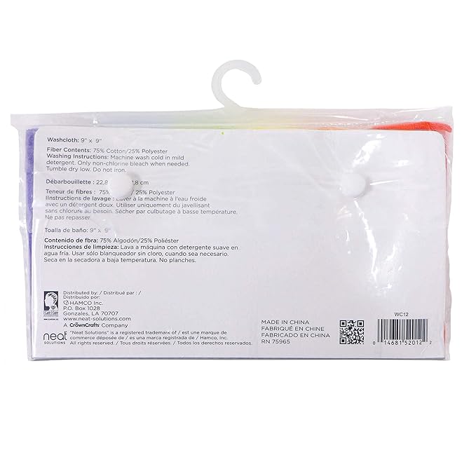 Neat Solutions Solid Knit Terry Washcloth Set, Multi-color, 12-Count