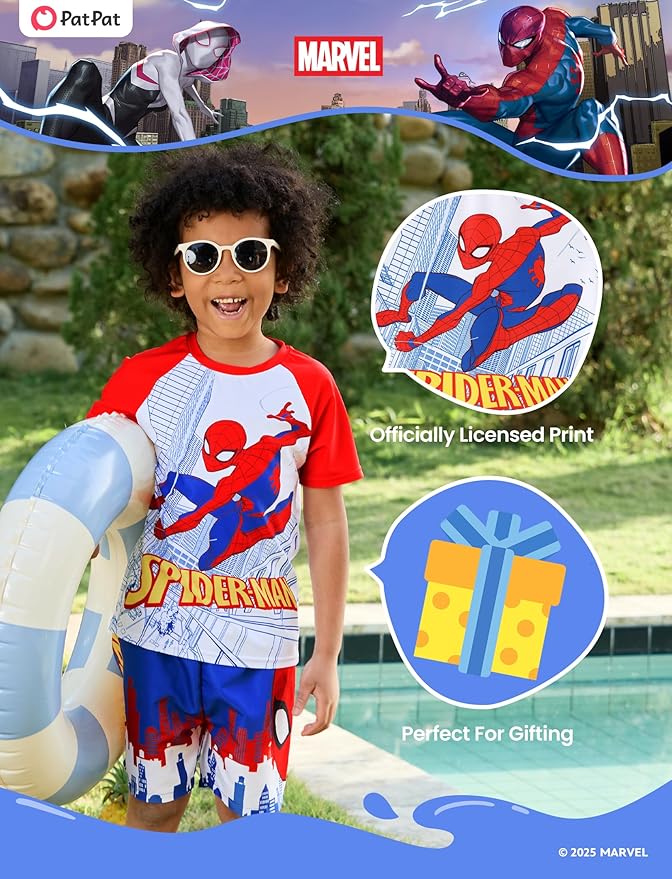 Disney Marvel Spiderman Cars Boy Swimsuit Rash Guard Shirts & Swim Trunk Boys Swim Set Mickey Summer Bathing Suit 2-13 Years