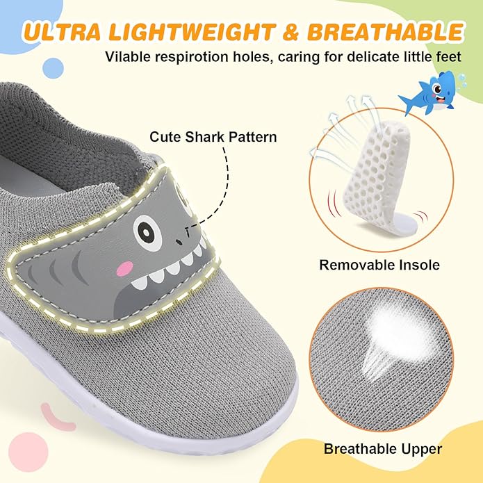 L-RUN Baby Shoes Boys Girls First Walking Shoes Infant Sneakers Toddler Crib Shoes Lightweight Breathable Non-Slip Soles