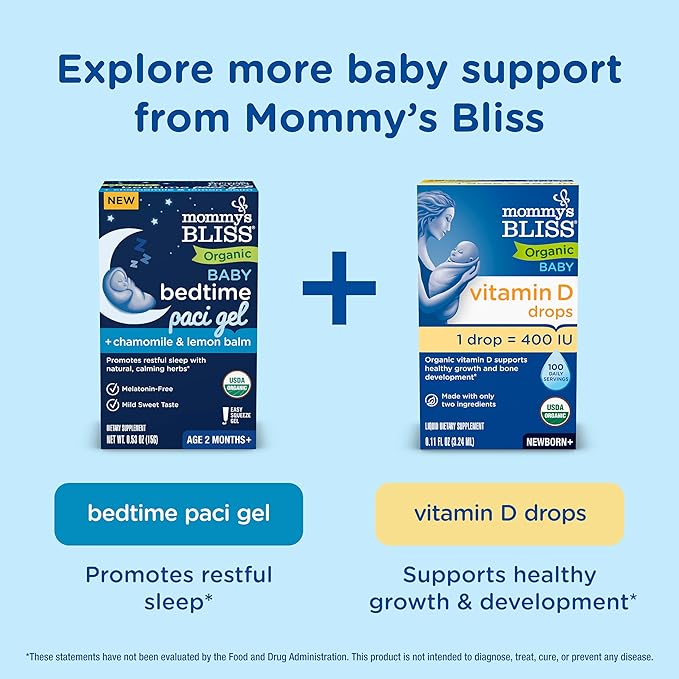 Mommy's Bliss Organic Gripe Water Pacifier Gel for Newborns, Infant Gas, Colic & Fussiness*, Age 2 Weeks +, 0.53 Oz (45 Servings)