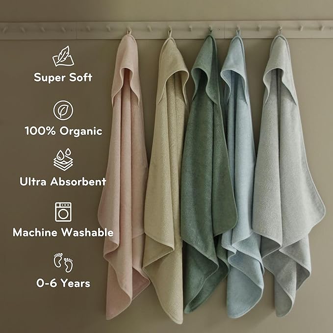 Baby Hooded Towel – Organic Cotton Baby Bath Towels – Baby Towels, Baby Bath Towels for Baby Boy, Baby Girl, 32" x 32" Super-Soft and Absorbent Baby Towels for Newborn (Pearl Grey)