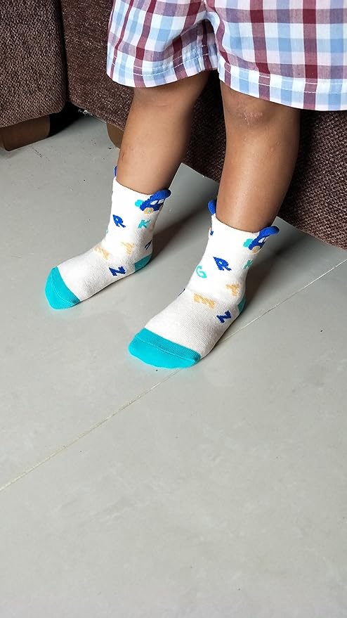 RATIVE Non Skid Anti Slip Crew Socks With Grips for Baby Infant Toddlers Kids Boys