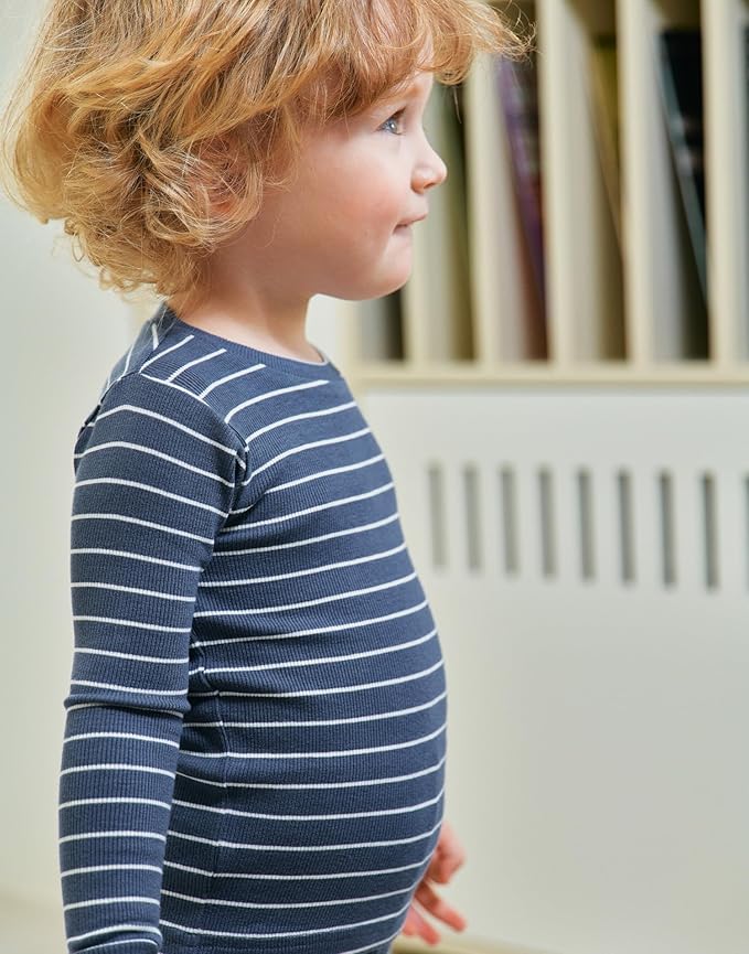 moimoln Stripe Pajamas Set 12M-8Y Ribbed Unisex Baby & Toddler, Soft Viscose, Snug-Fit, Everyday Sleepwear
