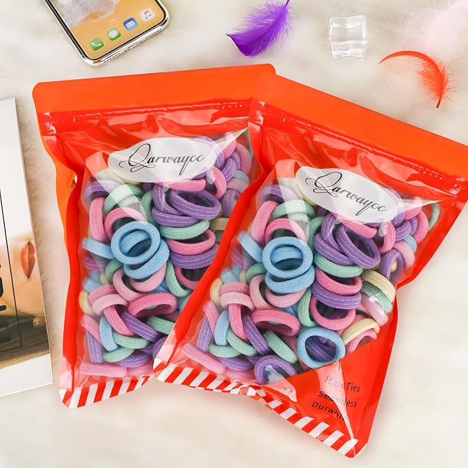 Mini Hair Ties for Baby Girls, Seamless Kids Girls Hair Ties Bands, Soft Small Baby Ponytail Holders, Toddler Elastic Hair Holders No Damage, 5 Colors