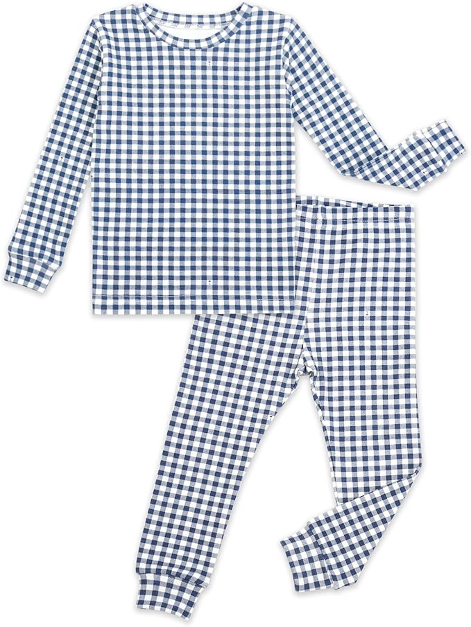 moimoln Baby Toddler Pajama Set Snug-Fit Cotton Modal Sleepwear, Leopard, Check & Solid Mix (6M-8Y, 1/2 Pack)