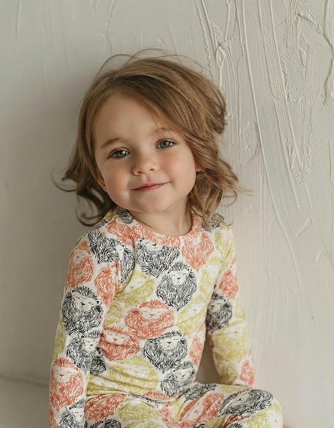 moimoln Sibling Matching 6M-8Y Soft Warm Cotton Modal Character Long Sleeve Snug-Fit Pajama Long Sleeve Sleepwear Daily