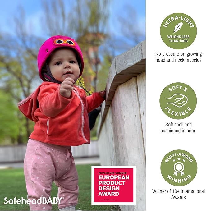 SafeheadBABY Soft Baby Head Protector Helmet for Crawling and Walking 7–24 Months – Ultra-Lightweight & Breathable Infant Safety Helmet That Grows with Your Baby (Head Circ. 40–52 cm) – Mushroom Mint