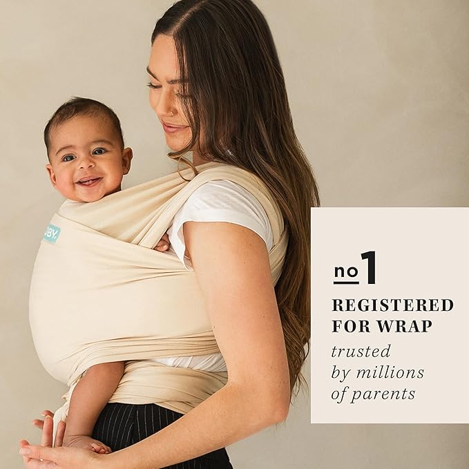 Moby Baby Wrap Carrier Classic for Newborns to Toddlers (8-33lbs), Infant Sling Carrier, Lightweight & Hands Free Design, Adjustable for All Body Types (Sand Dollar)