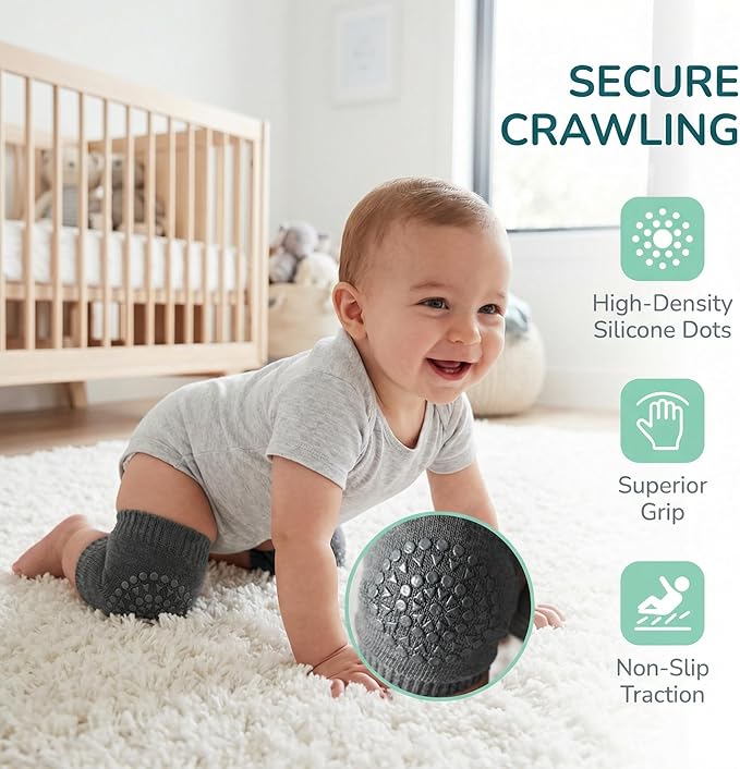Little World Baby knee Pads for Crawling - 5 Pack Anti Slip Unisex Baby Knee Protectors - Toddler Knee Pads Gift Idea for Baby