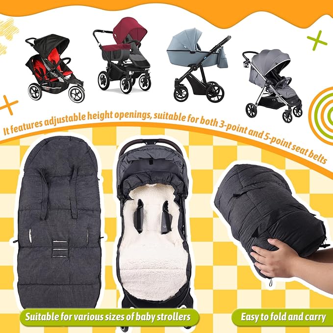 Waterproof &Thicken Universal Stroller Cover Winter,Stroller Footmuff Bunting Bag for Warm Strollers Muff,Stroller Accessories for Baby Sleeping Bag Winter Stroller Blanket