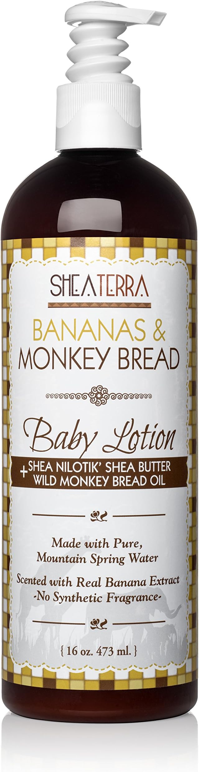 Shea Terra Organics Mama and Baby Collection | Bananas & Monkey Bread Baby Lotion | Non Toxic All Natural Emollient with Baobab and Shea Butter for Dry Skin – 16oz