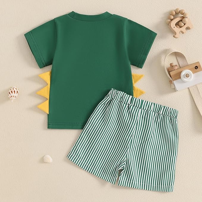 fhutpw Toddler Baby Boy Summer Clothes Tractor Letter Short Sleeve T-Shirt Tops Pockets Casual Shorts Set Infant Outfits