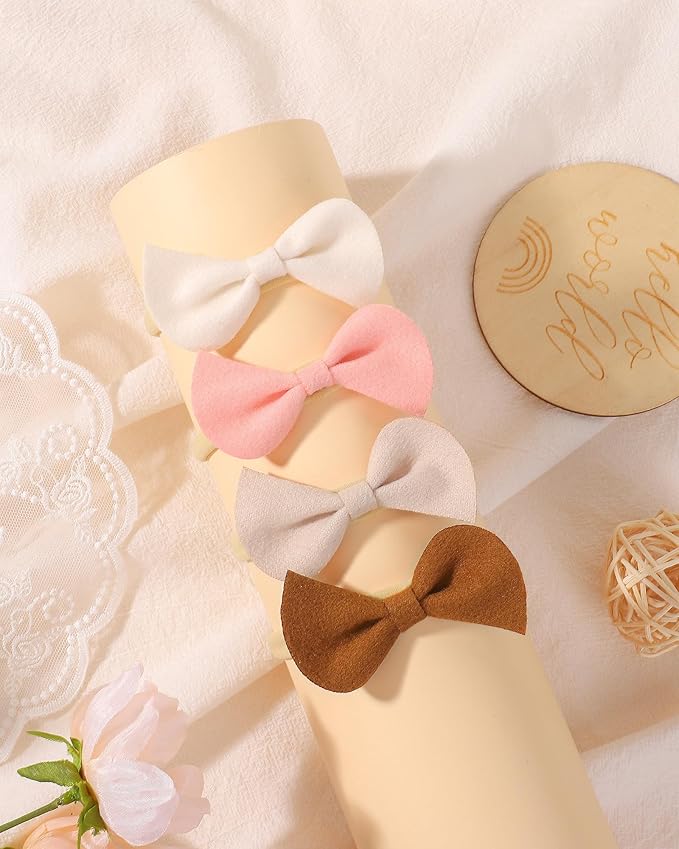 doboi 16PCS Baby Girl Headbands with Bows Baby Hair Bows Nylon Hairbands Handmade Woolen Fabric Hair Accessories for Newborn Infant Toddlers Little Girls and Kids