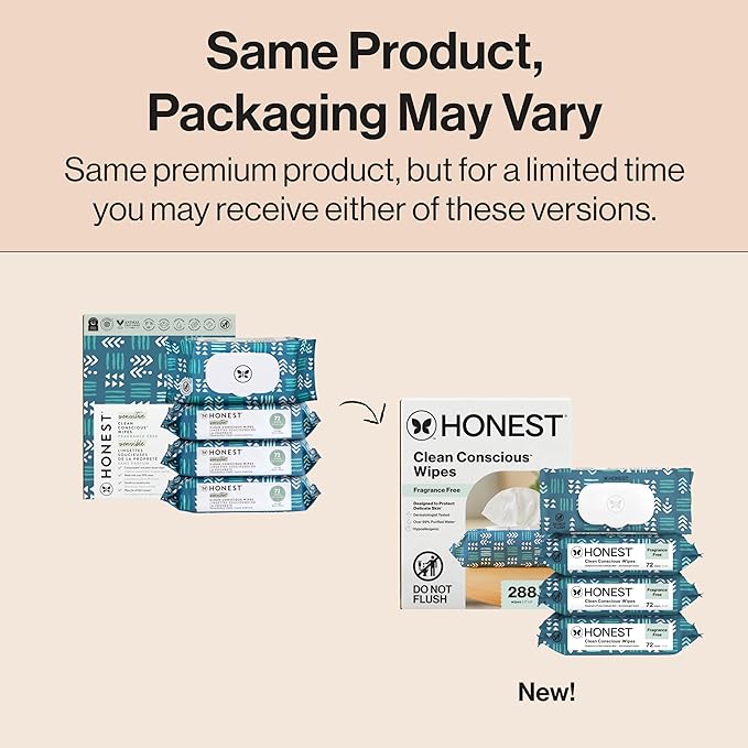 The Honest Company Hypoallergenic Multi-Use Baby Wipes for Sensitive Baby Skin, Balance Blues, 288 Count
