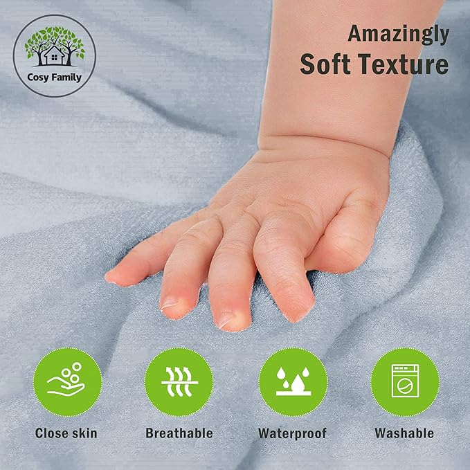 Cosy Family 3 Pack Baby Hooded Towels, Rayon Made from Bamboo, Ultra Soft Unisex Bath Towels for Babies,Toddler,Infant - Newborn Essential - Ultra Absorbent Toddler Towels for Baby Boy Girl - Grey