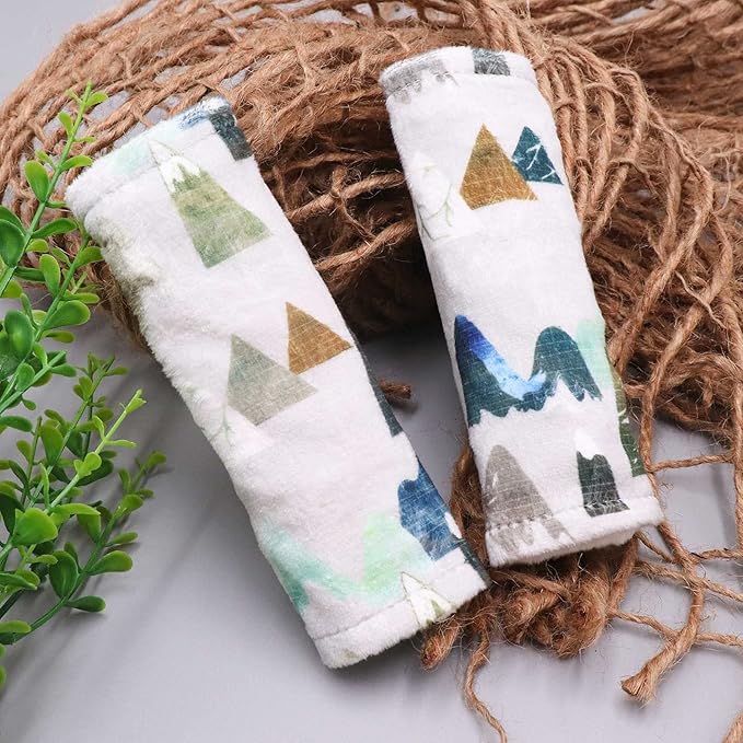 Baby Car Seat Belt Covers, Adventure Mountain Car Seat Straps Shoulder Pads for Girls Boys, Fleece Seat Belt Protectors for Car Seats/Pushchair/Stroller, for Kids Newborn Infants Toddlers