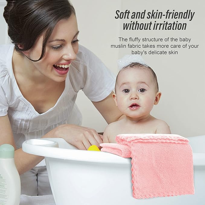 Sunny zzzZZ Ultra Soft 24 Pack Baby Washcloths - 10x10 Inches - Coral Fleece Extra Absorbent Wash Clothes for Babies, Infants and Toddlers - Sensitive Skin and Newborn - Ideal Baby - Pink