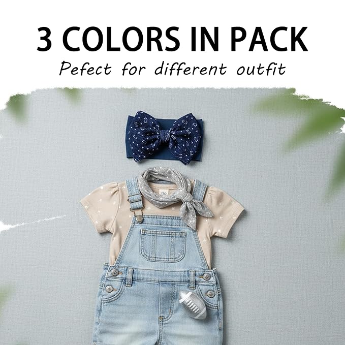 Football Baby Bow Headbands 3 Pcs Baby Football Headbands with Bows Game Day Accessories for Baby Girl Football Outfit