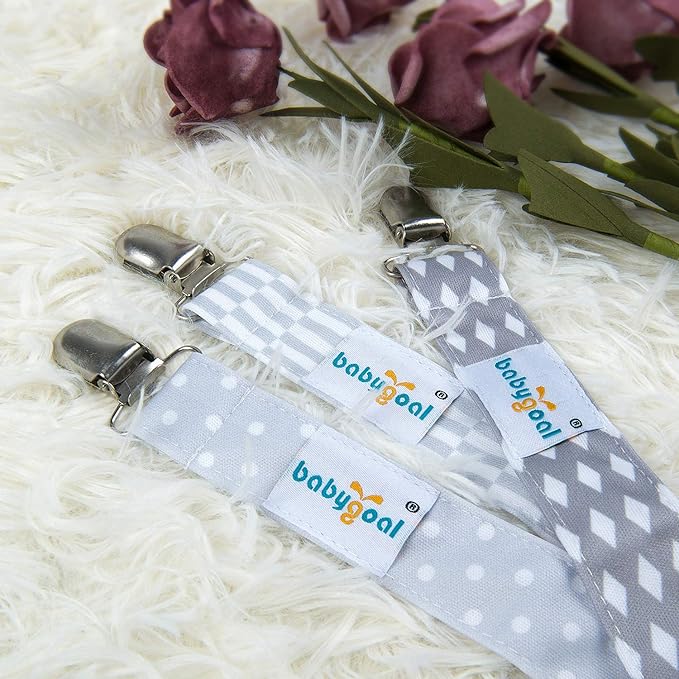 babygoal Baby Pacifier Clips, 6 Pack Pacifier Holder for Boys and Girls Fits for Most Pacifiers and Binkies 6MP09