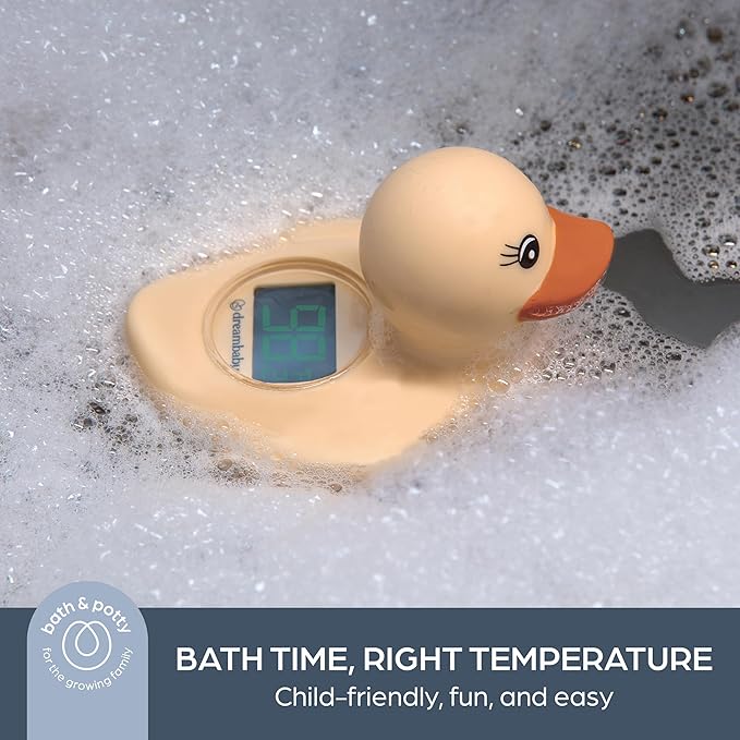Dreambaby Duck USB Rechargeable Baby Bath Thermometer - Instant Read, Digital Room and Baby Bathtub Water Fun Floating Toy - Newborn Must-Have