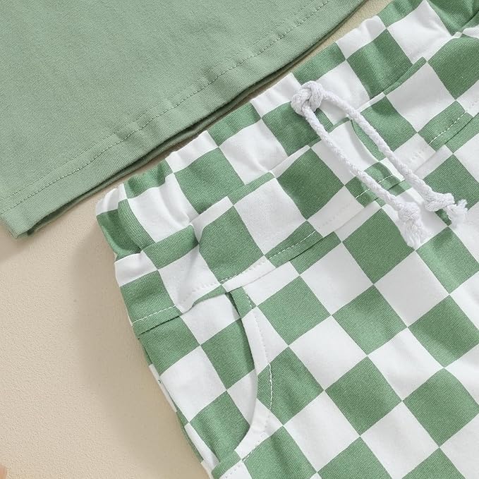 fhutpw Baby Toddler Boy Clothes Summer Outfits 6 12 18 24 Months Patchwork Short Sleeve T Shirt & Shorts Sets with Pockets