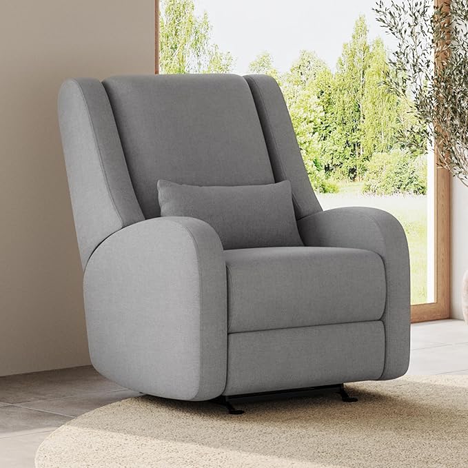 Nurture& The Charleston Wingback – Power Reclining Glider for Nursery – Ergonomic Chair with Stain-Resistant Fabric & Built-in Charging Port – Modern Baby Room Essential