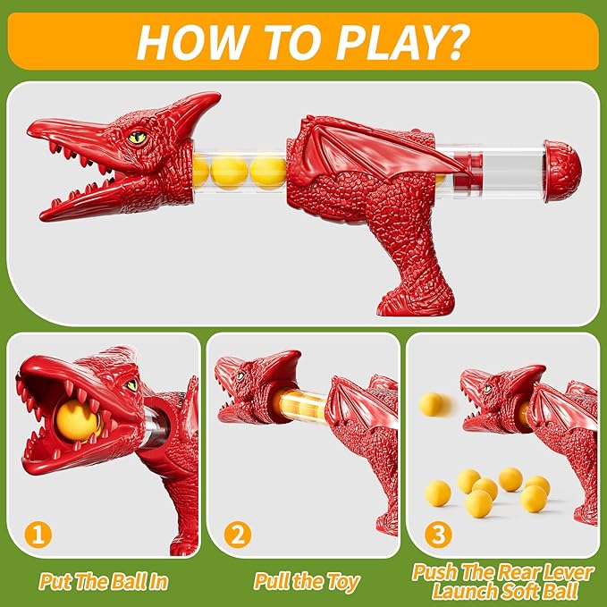 Dinosaur Shooting Boy Toys for Kids Age 3 4 5 6 7 8 - Moveable Shooting Game with Scoreboard, Light & Sound, 12 Foam Balls, Boy Toddler Toys 5-7 6-8 8-10, Competition Game Gifts (Dark Green)