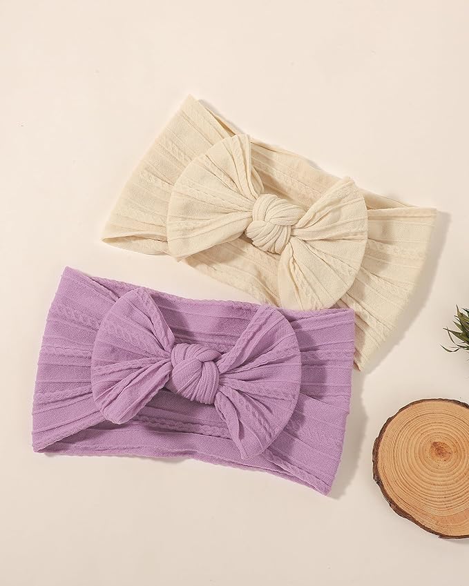 jollybows 12pcs Baby Girls Nylon Headband with Bow Newborn Hairbands Infant Hair Bow Elastics Handmade Hair Accessories for Toddlers Kids