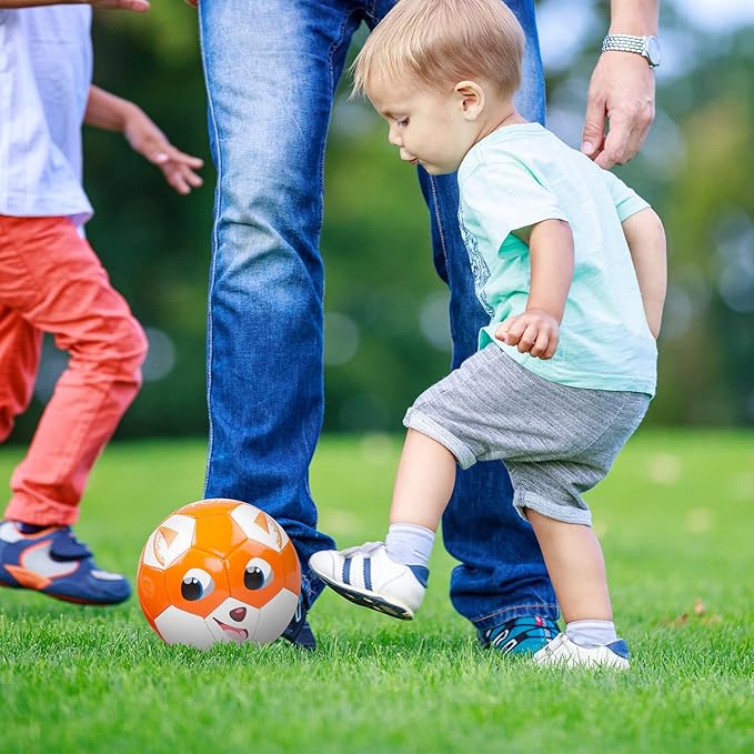Toddler Soccer Ball Size 2 - Small Soft Kids Ball 2 Pack for Ages 1-3 3-5 - Cartoon Sports Toy Boys Girls - Soccer Gift for Indoor Outdoor Games - Birthday/First/Valentine Gift for Toddlers Kids