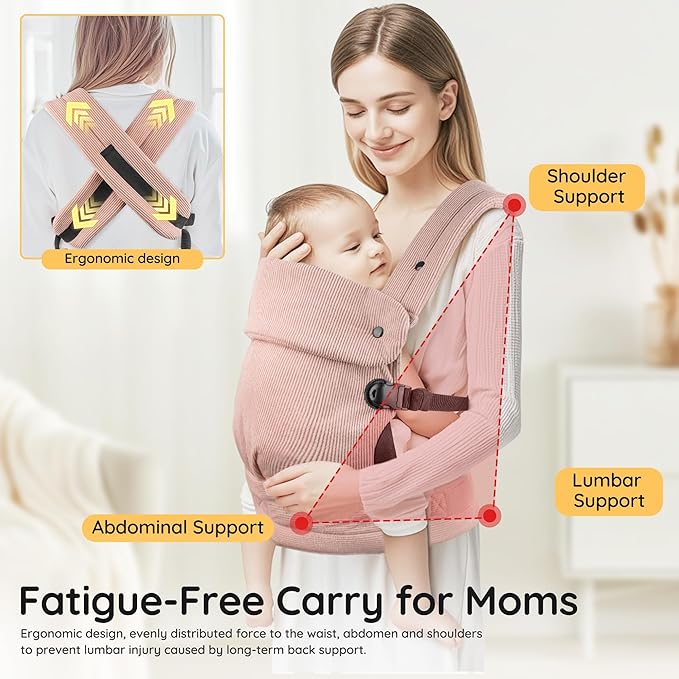Baby Carrier Newborn to Toddler- Ergonomic,Cozy and Lightweight Infant Carrier for 7-40lbs,3 Carry Positions Newborn Carrier