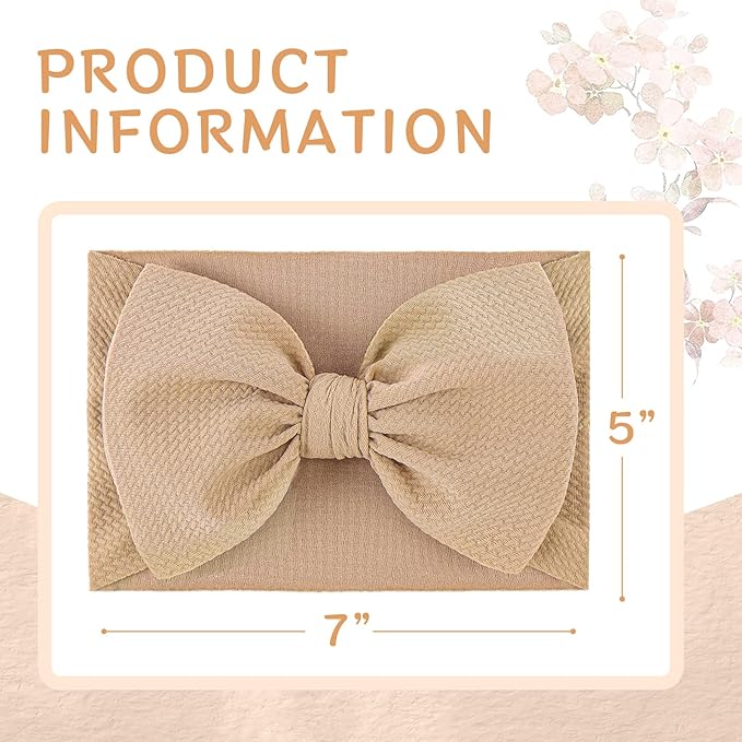 Super Durable Soft Knot Headbands with Hair Bows Infant Toddlers Kids Hair Accessories Beige Black Headband for Newborn Baby Girls