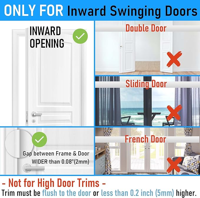 5Pack Home Security Door Reinforcement Lock, Childproof Safety Door Lock Latch Inside Stopper, Add High Security to Prevent Home Unauthorized Entry, Aluminum Construction Finish Black