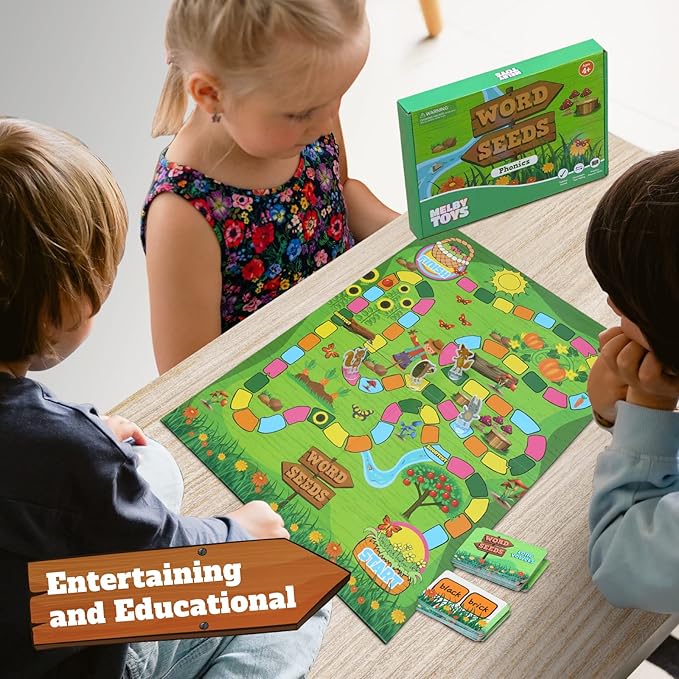 Word Seeds Phonics Game – Fun Reading & Board Games for Kids Ages 4-8, Learn to Read, CVC & Kindergarten Games