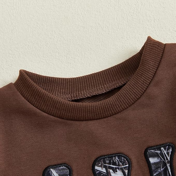 Toddler Boy Fall Winter Clothes Baby Camo Hunting Outfits Retro Pullover Sweatshirts + Camouflage Pants Set