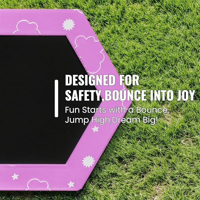 LAMERGE 55" 7-in-1 Round Trampoline for Kids Boys & Girls Ages 1-8, Indoor & Outdoor Trampoline for Fun, Adjustable Height Handrail ＆ Enclosed Safety Net ＆ Durable Designs for Toddlers Children
